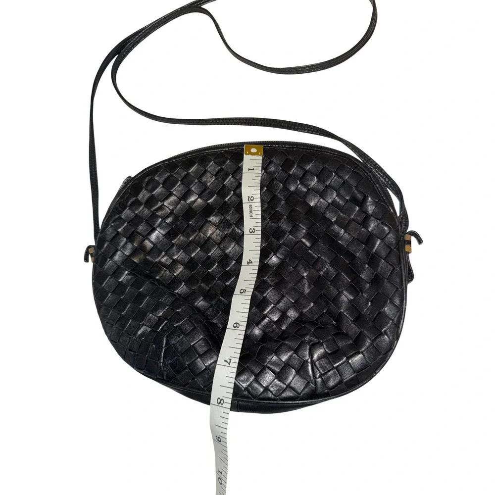 Aspects Black Woven Leather Crossbody Bag Oval Italian Style Boho Shoulder Bag
